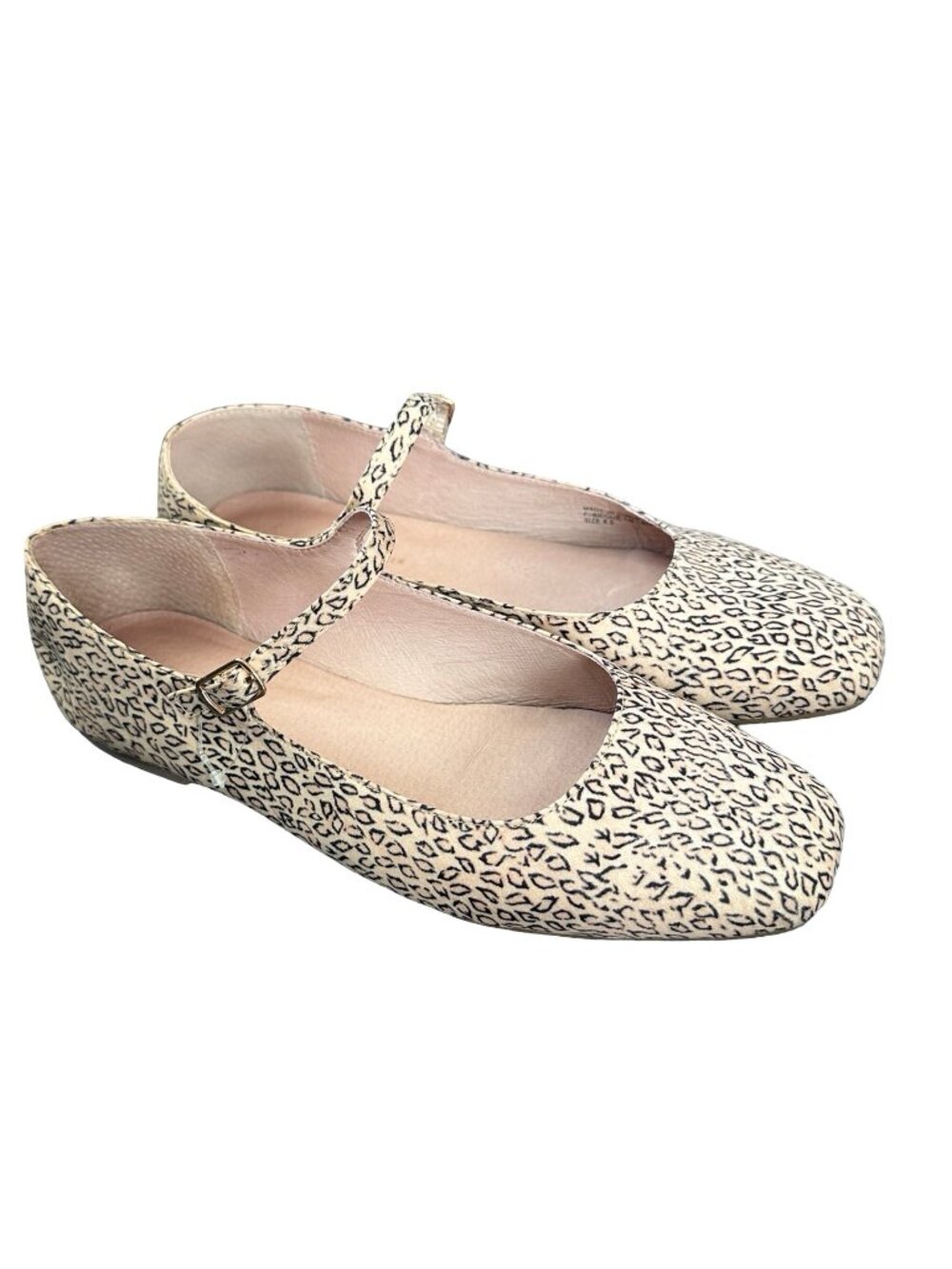 Anthropologie Mary Jane Flats Shoes Leopard Print Ballet Size 8.5